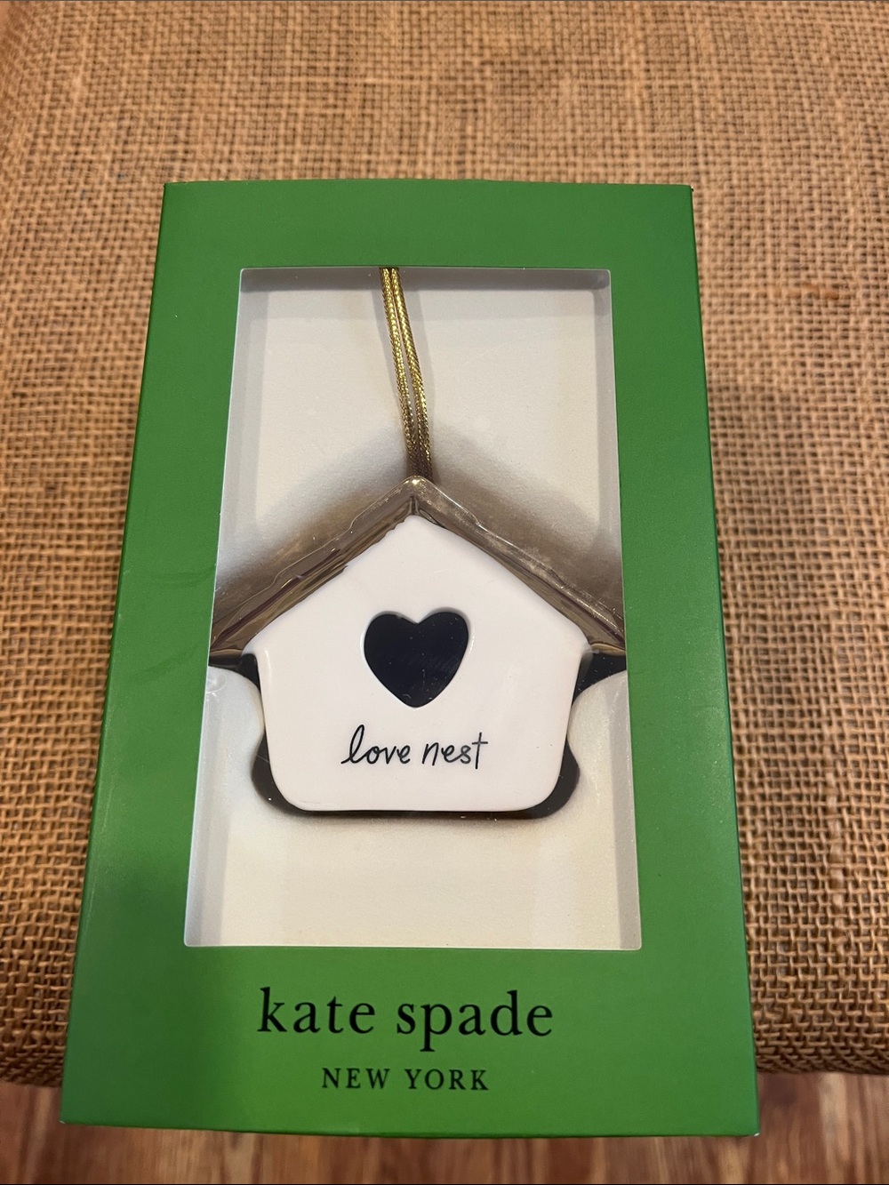 kate spade White & Gold 'Love Nest' Ceramic Birdhouse Ornament